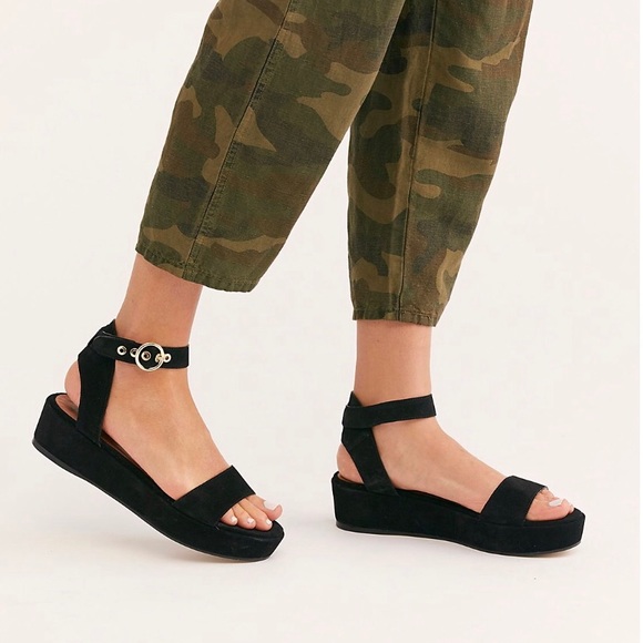 Free People Shoes - Free People Paris Flatform Sandal Black Suede